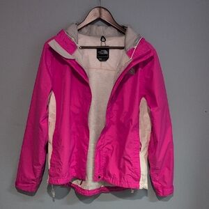 The North Face Women's Pink and White Raincoat Size Medium
